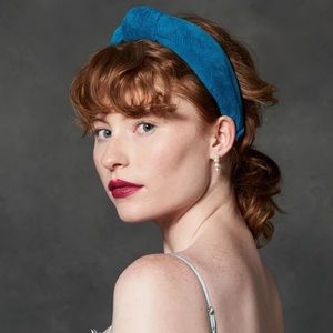 Lele Sadoughi Blue Corduroy Knotted Headband NWT